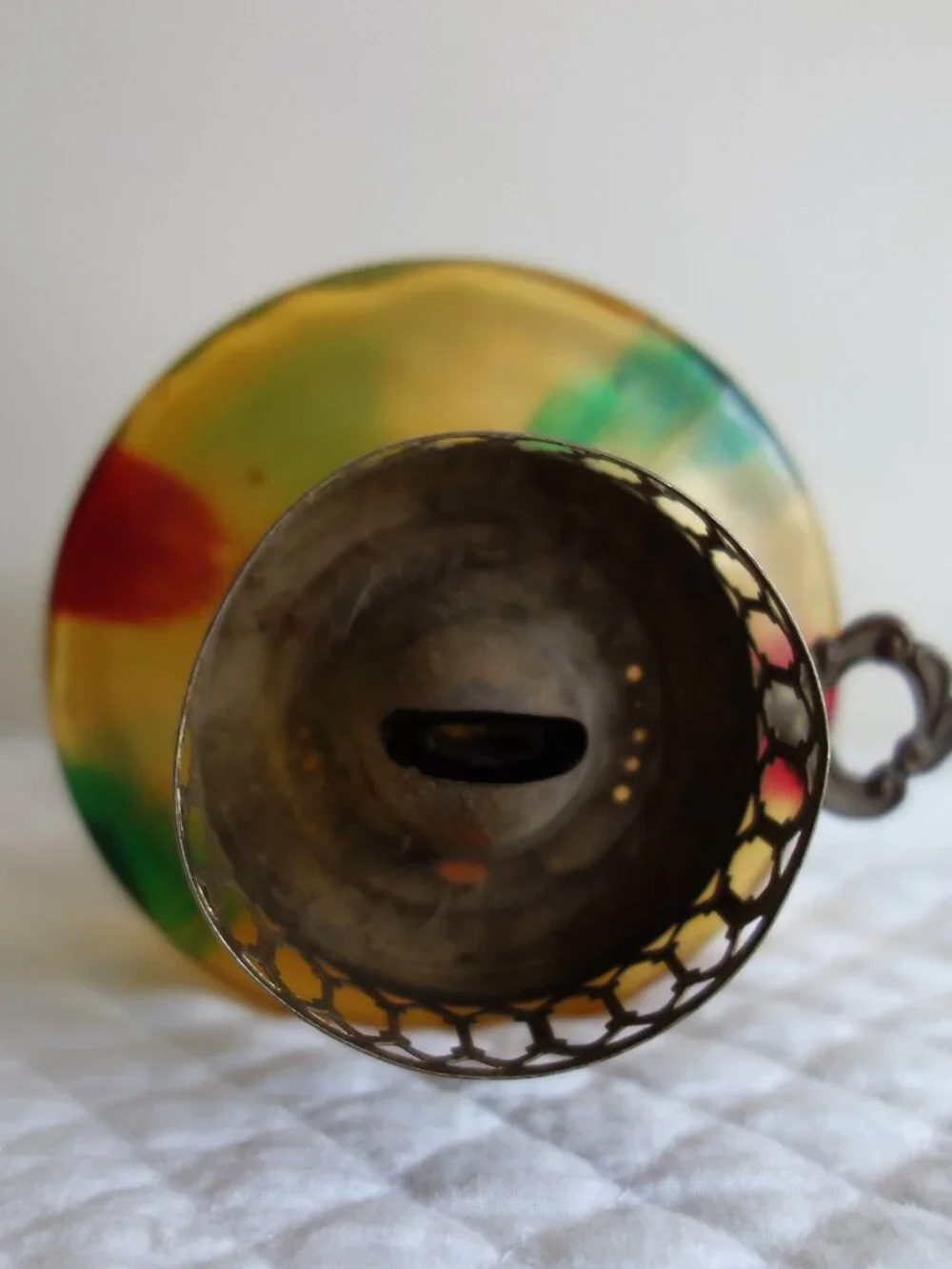 Vntg Hong Kong Made Multi-Color SAIL BOAT BRAND Oil Lamp – Base Only